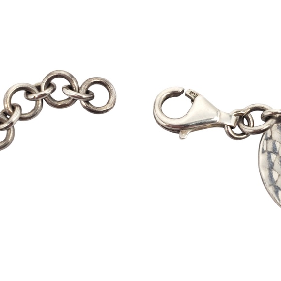 Sterling Silver Hammered Circular Link Necklace #20784 - Picture 6 of 10